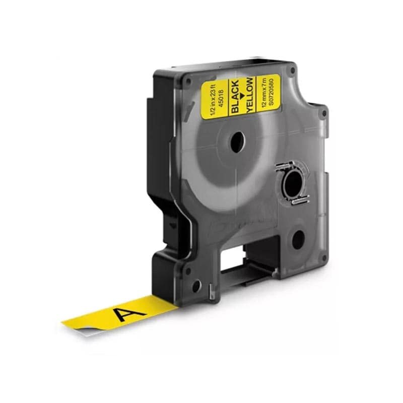 DYMO D1 Lettertape 45018 Zwart op Geel 12mm