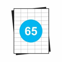 stickervellen, 65 per vel, wit, permanent, 38,1mm x 21,2mm 100 sheets