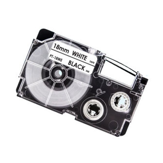 Casio XR-18WE Tape Zwart op Wit 18mm.