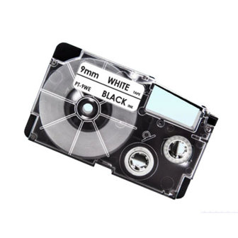 Casio XR-9WE Tape Zwart op Wit 9mm.