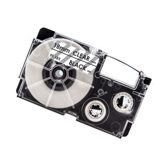 Casio XR-18X Tape Zwart op Transparant 18mm.