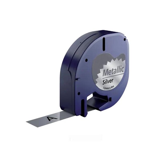 LetraTag 91208 S072730 tape zwart op zilver