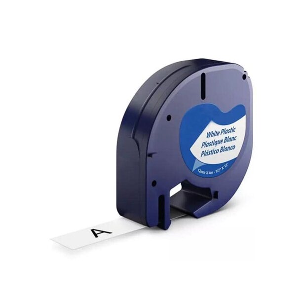 LetraTag 91201 tape zwart op wit plastic