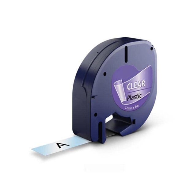 LetraTag 12267 tape zwart op transparant