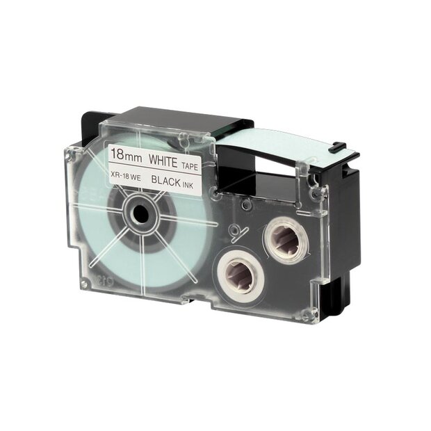 Casio XR-18WE Tape Zwart op Wit 18mm 