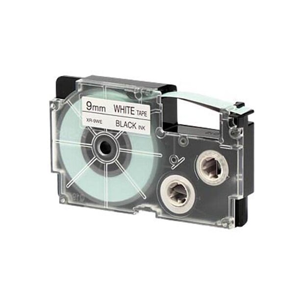 Casio XR-9WE Tape Zwart op Wit 9mm