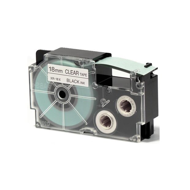 Casio XR-18X Tape Zwart op Transparant 18mm