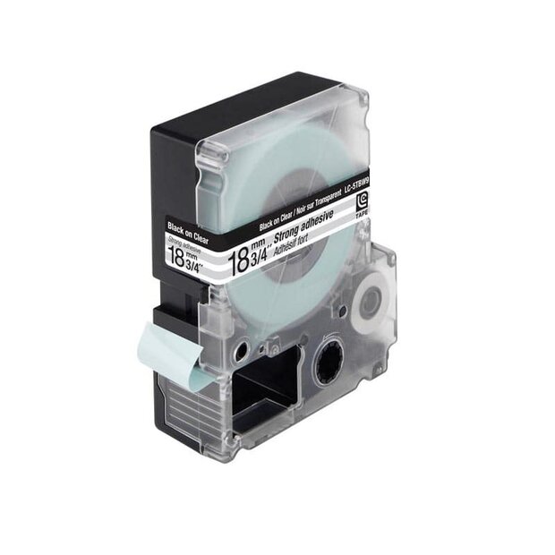 Epson LC5TBW9 (C53S626409) Tape Zwart Op Transparant 18 mm