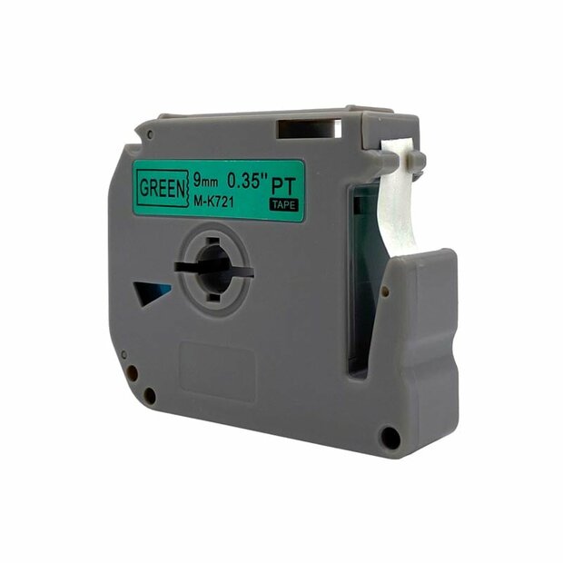 Brother M-K721 Lettertape Zwart op Groen 9mm
