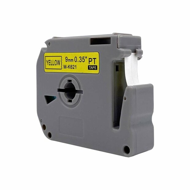 Brother M-K621 Lettertape Zwart op Geel 9mm