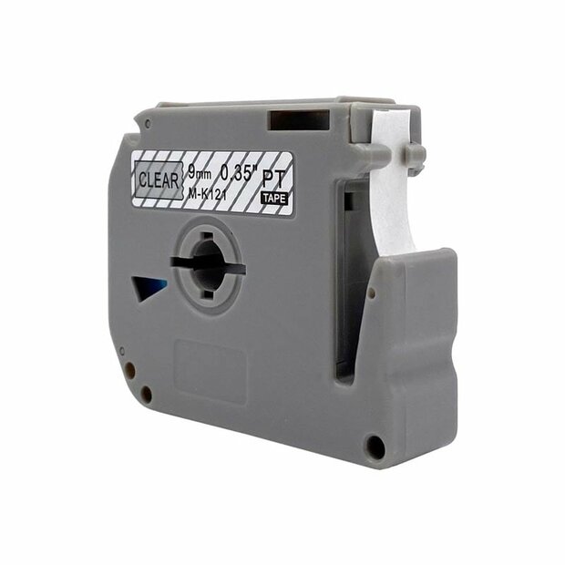 Brother M-K121 Lettertape Zwart op Transparant 9mm