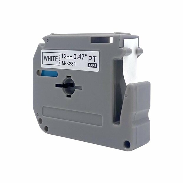 Brother M-K231 Lettertape Zwart op Wit 12mm
