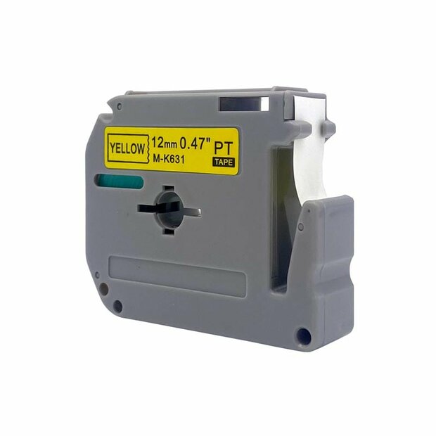 Brother M-K631 Lettertape Zwart op Geel 12mm