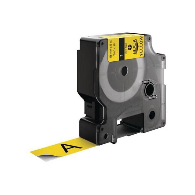 DYMO Rhino IND Lettertape (18433) Vinyl Zwart op Geel 19mm