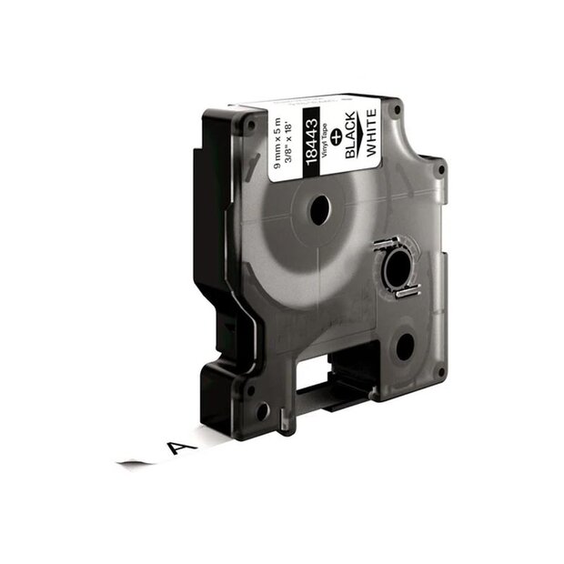 DYMO Rhino IND Lettertape (18443) Vinyl Zwart op Wit 9mm