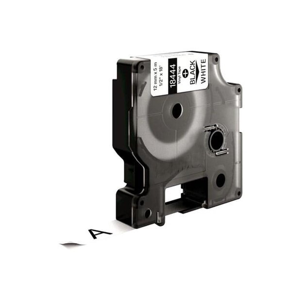 DYMO Rhino IND Lettertape (18444) Vinyl Zwart op Wit 12mm 
