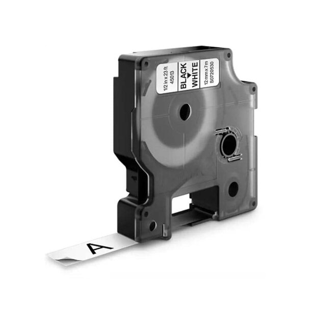 DYMO D1 Lettertape 45013 Zwart op Wit 12mm
