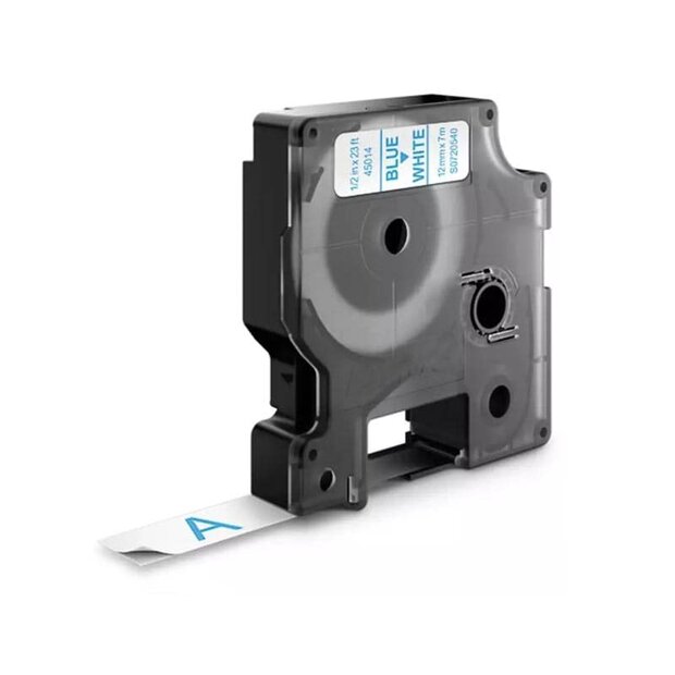 DYMO D1 Lettertape 45014 Blauw op Wit 12mm