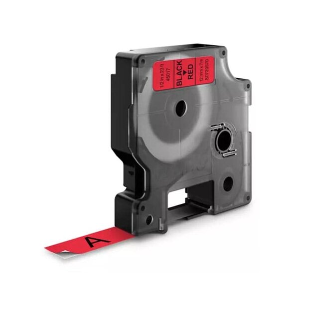 DYMO D1 Lettertape 45017 Zwart op Rood 12mm