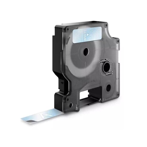 DYMO D1 Lettertape 45020 Wit op Transparant 12mm