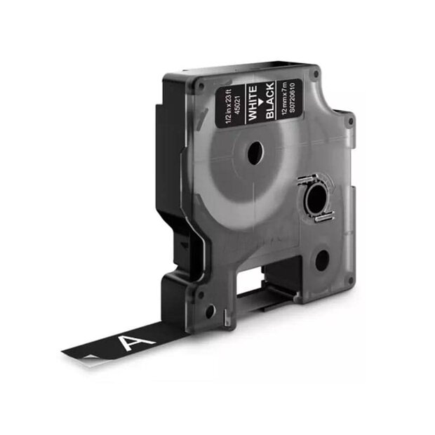 DYMO D1 Lettertape 45021 Wit op Zwart 12mm