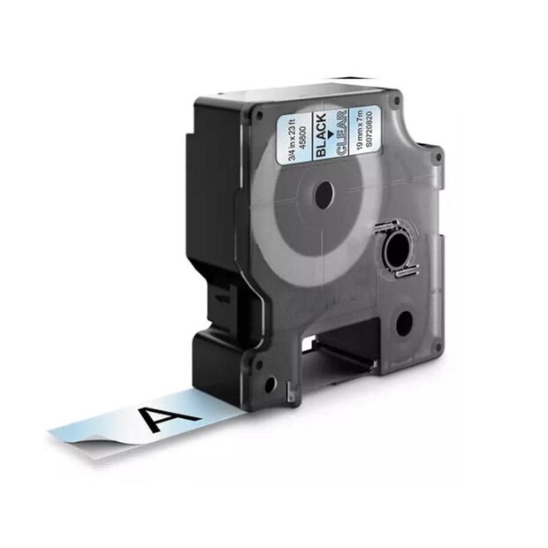 Dymo D1 Lettertape 45800 Zwart op Transparant 19mm