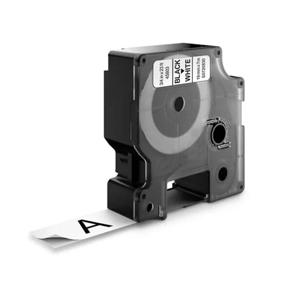 DYMO D1 Lettertape 45803 Zwart op Wit 19mm