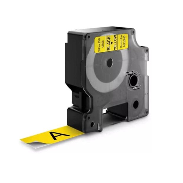 DYMO D1 Lettertape 45808 Zwart op Geel 19mm