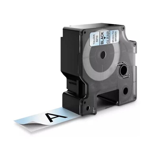 Dymo D1 Lettertape 53710 Zwart op Transparant 24mm