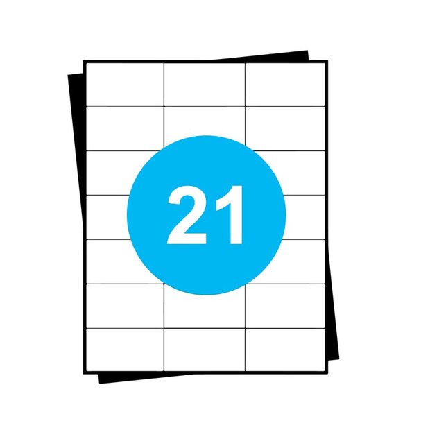 Huismerk A4 stickervellen, 21 per vel, wit
