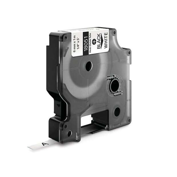 Dymo IND Rhino 18051/S0718260 tape krimpkous zwart op wit 6 mm