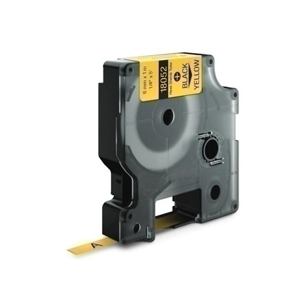 Dymo IND Rhino 18052/S0718270 Tape Krimpkous Zwart Op Geel 6mm