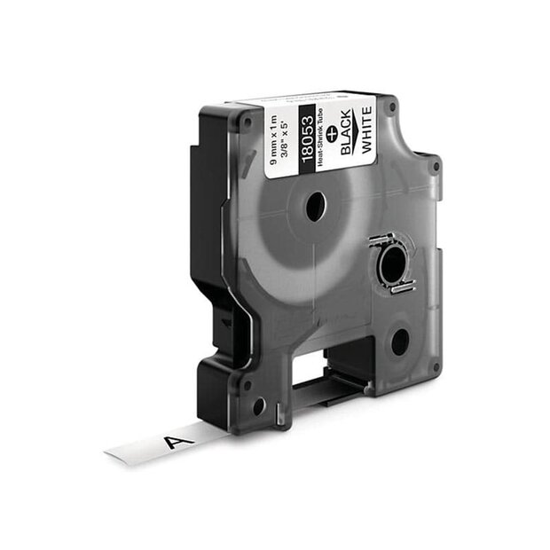 Dymo IND Rhino 18053/S0718280 Tape Krimpkous Zwart Op Wit 9 mm