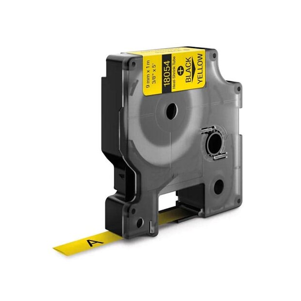 Dymo IND Rhino 18054/S0718270 Tape Krimpkous Zwart Op Geel 9mm 