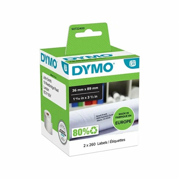 DYMO 99012 Labels 89x36mm Wit Verwijderbaar