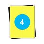 Huismerk A4 stickervellen, 4 per vel, geel, permanent, 104mm x 148mm 100 sheets