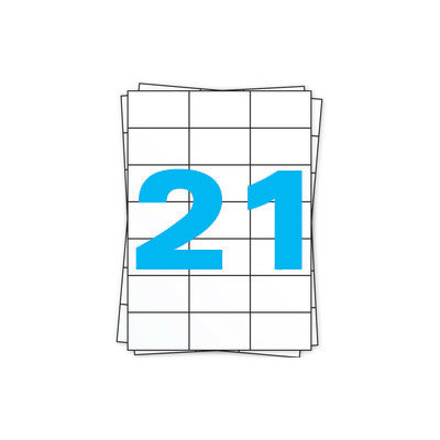 Huismerk A4 stickervellen, 21 per vel, wit, permanent, 70mm x 42,3mm 100 sheets