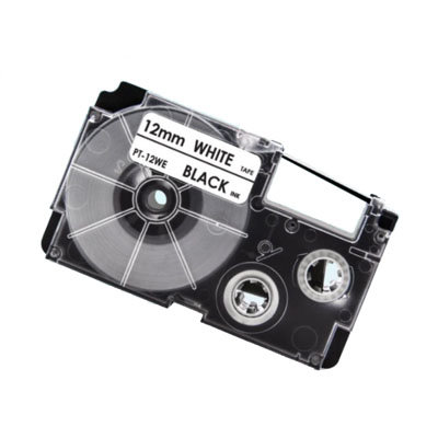 Casio XR-12WE Tape Zwart op Wit 12mm (Huismerk)
