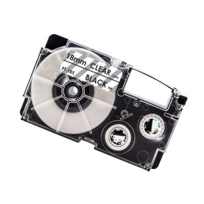 Casio XR-18X Tape Zwart op Transparant 18mm (Huismerk)